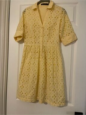 Vintage Outback Red Yellow Eyelet Button Front Dress Size 2